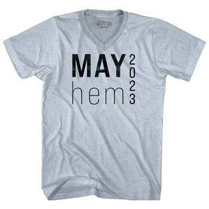 MAY Hem 2023 Black Art Adult Tri-Blend V-neck T-shirt - Athletic White
