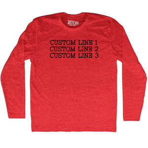 Custom Typewriter Font Adult Tri-Blend Long Sleeve T-shirt - Athletic Red Custom Typewriter Font Adult Tri-Blend Long Sleeve T-shirt - Athletic Red