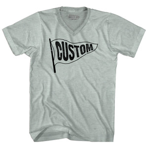 Custom Pennant Flag Adult Tri-Blend V-neck T-shirt - Athletic Cool Grey Custom Pennant Flag Adult Tri-Blend V-neck T-shirt - Athletic Cool Grey