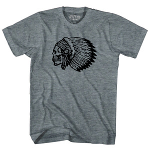 Skull Headdress Womens Tri-Blend Junior Cut T-Shirt - Athletic Grey Skull Headdress Womens Tri-Blend Junior Cut T-Shirt - Athletic Grey