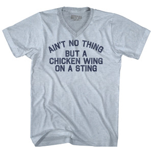 Ain't No Thing But A Chicken Wing On A Sting Adult Tri-Blend V-neck T-shirt - Athletic White