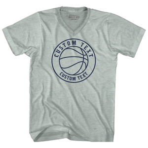Basketball Custom Text Adult Tri-Blend V-neck T-shirt - Athletic Cool Grey Basketball Custom Text Adult Tri-Blend V-neck T-shirt - Athletic Cool Grey