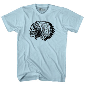 Skull Headdress Adult Cotton T-shirt - Light Blue