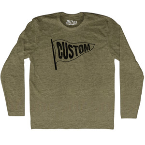 Custom Pennant Flag Adult Tri-Blend Long Sleeve T-shirt - Military Green