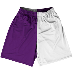 Purple Medium And White Quad Color Basketball Practice Shorts Made In USA Purple Medium And White Quad Color Basketball Practice Shorts Made In USA