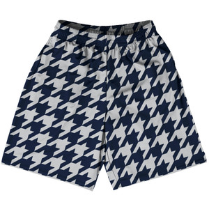 Blue Navy And Grey Medium Houndstooth Lacrosse Shorts Made In USA Blue Navy And Grey Medium Houndstooth Lacrosse Shorts Made In USA