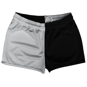 Grey Medium And Black Quad Color Shorty Short Gym Shorts 2.5" Inseam Made In USA Grey Medium And Black Quad Color Shorty Short Gym Shorts 2.5" Inseam Made In USA