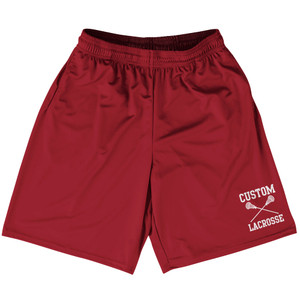 Custom Lacrosse Red Cardinal Lacrosse Shorts Made In USA