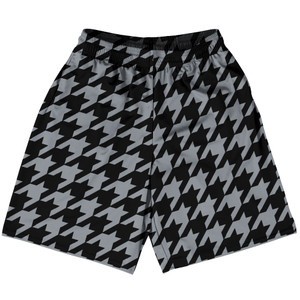 Grey Dark And Black Houndstooth Lacrosse Shorts Made In USA