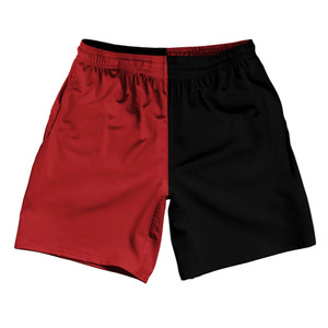 Red Dark And Black Quad Color Athletic Running Fitness Exercise Shorts 7" Inseam Shorts Made In USA Red Dark And Black Quad Color Athletic Running Fitness Exercise Shorts 7" Inseam Shorts Made In USA
