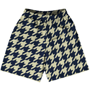 Blue Navy And Vegas Gold Houndstooth Lacrosse Shorts Made In USA Blue Navy And Vegas Gold Houndstooth Lacrosse Shorts Made In USA
