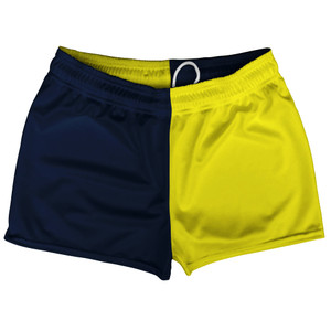 Blue Navy And Yellow Bright Quad Color Shorty Short Gym Shorts 2.5" Inseam Made In USA Blue Navy And Yellow Bright Quad Color Shorty Short Gym Shorts 2.5" Inseam Made In USA