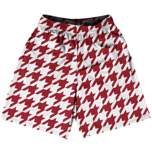 Red Cardinal And White Houndstooth Basketball Practice Shorts Made In USA Red Cardinal And White Houndstooth Basketball Practice Shorts Made In USA