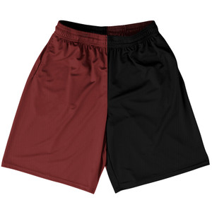 Red Maroon And Black Quad Color Basketball Practice Shorts Made In USA