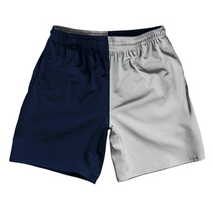 Blue Navy And Grey Medium  Quad Color Athletic Running Fitness Exercise Shorts 7" Inseam Shorts Made In USA Blue Navy And Grey Medium  Quad Color Athletic Running Fitness Exercise Shorts 7" Inseam Shorts Made In USA