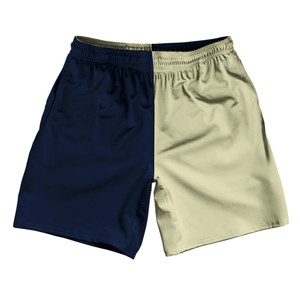 Navy And Vegas Gold Quad Color Athletic Running Fitness Exercise Shorts 7" Inseam Shorts Made In USA Navy And Vegas Gold Quad Color Athletic Running Fitness Exercise Shorts 7" Inseam Shorts Made In USA