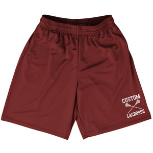 Custom Lacrosse Red Maroon Lacrosse Shorts Made In USA Custom Lacrosse Red Maroon Lacrosse Shorts Made In USA