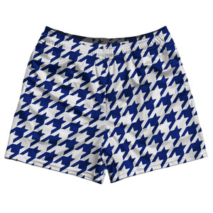 Blue Royal And White Houndstooth Rugby Gym Short 5 Inch Inseam With Pockets Made In USA Blue Royal And White Houndstooth Rugby Gym Short 5 Inch Inseam With Pockets Made In USA