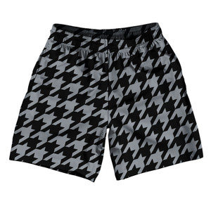 Grey Dark And Black Houndstooth Soccer Shorts Made In USA Grey Dark And Black Houndstooth Soccer Shorts Made In USA