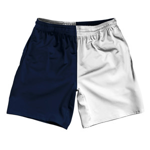 Blue Navy And White Quad Color Athletic Running Fitness Exercise Shorts 7" Inseam Shorts Made In USA Blue Navy And White Quad Color Athletic Running Fitness Exercise Shorts 7" Inseam Shorts Made In USA