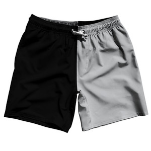 Black And Grey Medium Quad Color Swim Shorts 7" Made In USA