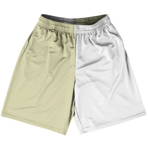 Vegas Gold And White Quad Color Basketball Practice Shorts Made In USA Vegas Gold And White Quad Color Basketball Practice Shorts Made In USA