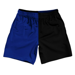 Blue Royal And Black Quad Color Athletic Running Fitness Exercise Shorts 7" Inseam Shorts Made In USA Blue Royal And Black Quad Color Athletic Running Fitness Exercise Shorts 7" Inseam Shorts Made In USA