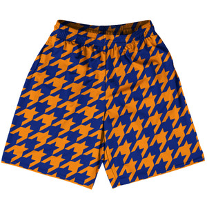 Blue Royal And Tennessee Orange Houndstooth Lacrosse Shorts Made In USA Blue Royal And Tennessee Orange Houndstooth Lacrosse Shorts Made In USA