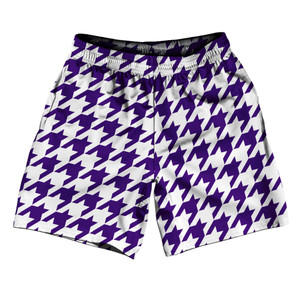 Purple Lakers And White Houndstooth Athletic Running Fitness Exercise Shorts 7" Inseam Shorts Made In USA Purple Lakers And White Houndstooth Athletic Running Fitness Exercise Shorts 7" Inseam Shorts Made In USA