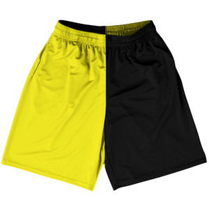 Yellow Bright And Black Quad Color Basketball Practice Shorts Made In USA Yellow Bright And Black Quad Color Basketball Practice Shorts Made In USA