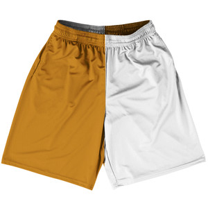 Orange Burnt And White Quad Color Basketball Practice Shorts Made In USA
