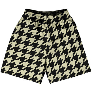 Vegas Gold And Black Houndstooth Basketball Practice Shorts Made In USA Vegas Gold And Black Houndstooth Basketball Practice Shorts Made In USA