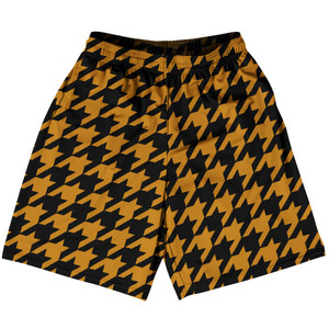 Orange Burnt And Black Houndstooth Basketball Practice Shorts Made In USA Orange Burnt And Black Houndstooth Basketball Practice Shorts Made In USA