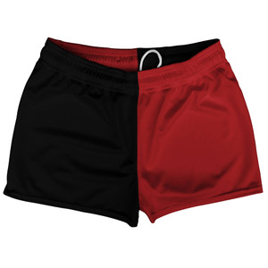 Black And Red Dark Quad Color Shorty Short Gym Shorts 2.5" Inseam Made In USA Black And Red Dark Quad Color Shorty Short Gym Shorts 2.5" Inseam Made In USA