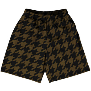 Brown Dark And Black Houndstooth Lacrosse Shorts Made In USA Brown Dark And Black Houndstooth Lacrosse Shorts Made In USA