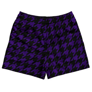 Purple Lakers And Black Houndstooth Rugby Gym Short 5 Inch Inseam With Pockets Made In USA Purple Lakers And Black Houndstooth Rugby Gym Short 5 Inch Inseam With Pockets Made In USA