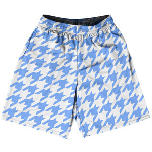 Blue Carolina And White Houndstooth Basketball Practice Shorts Made In USA Blue Carolina And White Houndstooth Basketball Practice Shorts Made In USA