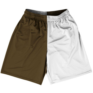 Brown Dark And White Quad Color Basketball Practice Shorts Made In USA