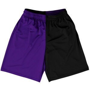 Purple Lakers And Black Quad Color Basketball Practice Shorts Made In USA Purple Lakers And Black Quad Color Basketball Practice Shorts Made In USA