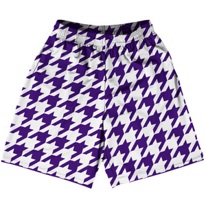 Purple Lakers And White Houndstooth Lacrosse Shorts Made In USA Purple Lakers And White Houndstooth Lacrosse Shorts Made In USA