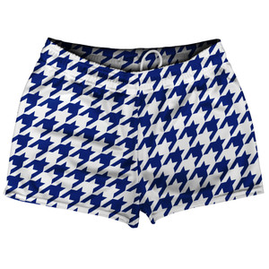 Blue Royal And White Houndstooth Shorty Short Gym Shorts 2.5" Inseam Made In USA Blue Royal And White Houndstooth Shorty Short Gym Shorts 2.5" Inseam Made In USA