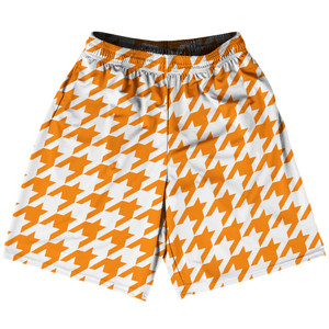 Orange Tennessee And White Houndstooth Basketball Practice Shorts Made In USA Orange Tennessee And White Houndstooth Basketball Practice Shorts Made In USA