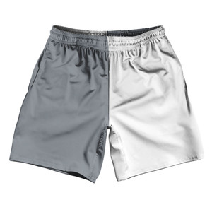 Dark Grey And White Quad Color Athletic Running Fitness Exercise Shorts 7" Inseam Shorts Made In USA Dark Grey And White Quad Color Athletic Running Fitness Exercise Shorts 7" Inseam Shorts Made In USA