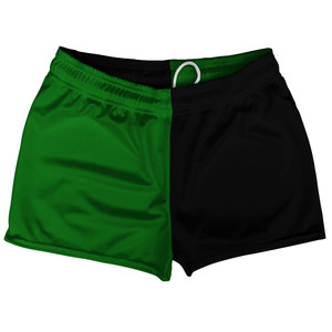 Green Kelly And Black Quad Color Shorty Short Gym Shorts 2.5" Inseam Made In USA Green Kelly And Black Quad Color Shorty Short Gym Shorts 2.5" Inseam Made In USA
