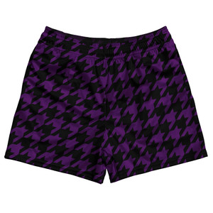 Purple Medium And Black Houndstooth Rugby Gym Short 5 Inch Inseam With Pockets Made In USA Purple Medium And Black Houndstooth Rugby Gym Short 5 Inch Inseam With Pockets Made In USA
