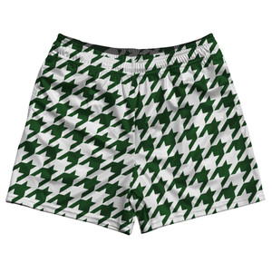 Green Hunter And White Houndstooth Rugby Gym Short 5 Inch Inseam With Pockets Made In USA Green Hunter And White Houndstooth Rugby Gym Short 5 Inch Inseam With Pockets Made In USA