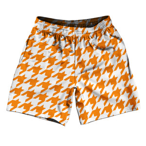 Orange Tennessee And White Houndstooth Soccer Shorts Made In USA Orange Tennessee And White Houndstooth Soccer Shorts Made In USA