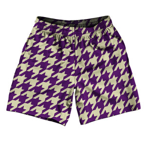 Purple Medium And Vegas Gold Houndstooth Soccer Shorts Made In USA Purple Medium And Vegas Gold Houndstooth Soccer Shorts Made In USA
