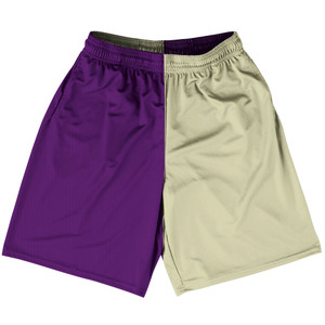 Purple Medium And Vegas Gold Quad Color Basketball Practice Shorts Made In USA