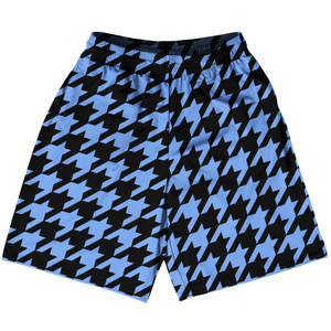 Blue Carolina And Black Houndstooth Lacrosse Shorts Made In USA Blue Carolina And Black Houndstooth Lacrosse Shorts Made In USA